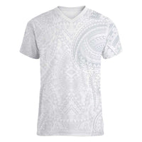 Lotu Tamaiti Women V-Neck T-Shirt Traditional Samoan Art Tattoos LT03 Female White - Polynesian Pride