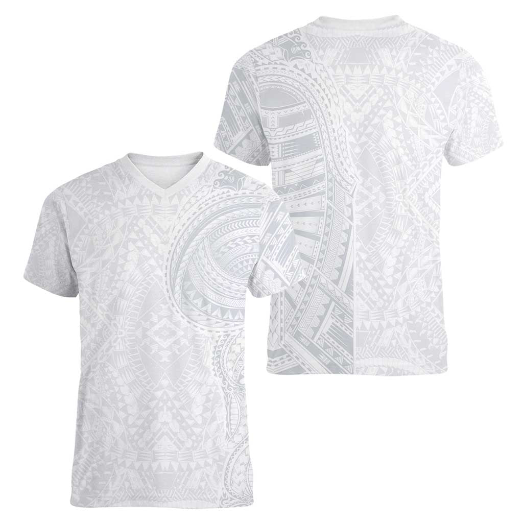 Lotu Tamaiti Women V-Neck T-Shirt Traditional Samoan Art Tattoos LT03 - Polynesian Pride