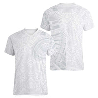 Lotu Tamaiti Women V-Neck T-Shirt Traditional Samoan Art Tattoos LT03 - Polynesian Pride