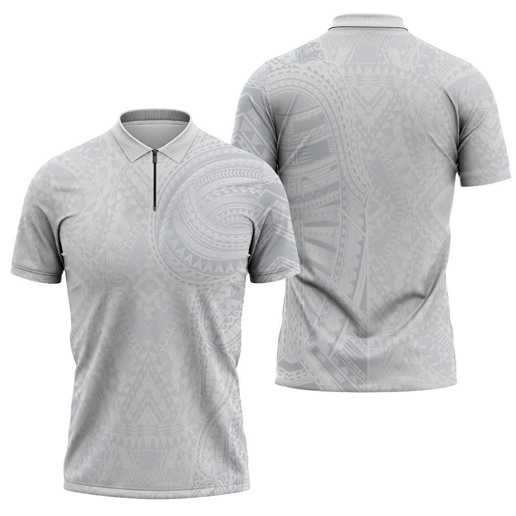 Lotu Tamaiti Zipper Polo Shirt Traditional Samoan Art Tattoos LT03 - Polynesian Pride