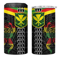 Kanaka Maoli Running 4 in 1 Can Cooler Tumbler Kakau Pattern with Kanaka Maoli Flag Color LT03 One Size: 16 oz Black - Polynesian Pride