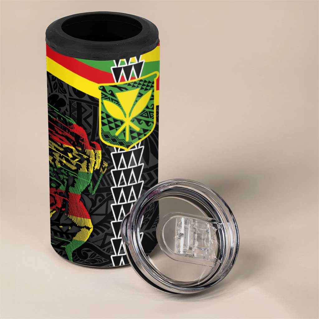 Kanaka Maoli Running 4 in 1 Can Cooler Tumbler Kakau Pattern with Kanaka Maoli Flag Color LT03 - Polynesian Pride