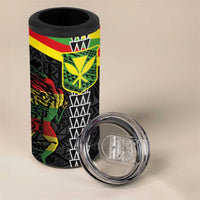 Kanaka Maoli Running 4 in 1 Can Cooler Tumbler Kakau Pattern with Kanaka Maoli Flag Color LT03 - Polynesian Pride