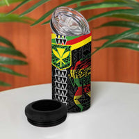 Kanaka Maoli Running 4 in 1 Can Cooler Tumbler Kakau Pattern with Kanaka Maoli Flag Color LT03 - Polynesian Pride
