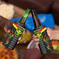 Kanaka Maoli Running 4 in 1 Can Cooler Tumbler Kakau Pattern with Kanaka Maoli Flag Color LT03 - Polynesian Pride