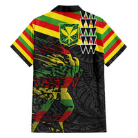 Kanaka Maoli Running Family Matching Off Shoulder Maxi Dress and Hawaiian Shirt Kakau Pattern with Kanaka Maoli Flag Color LT03 - Polynesian Pride