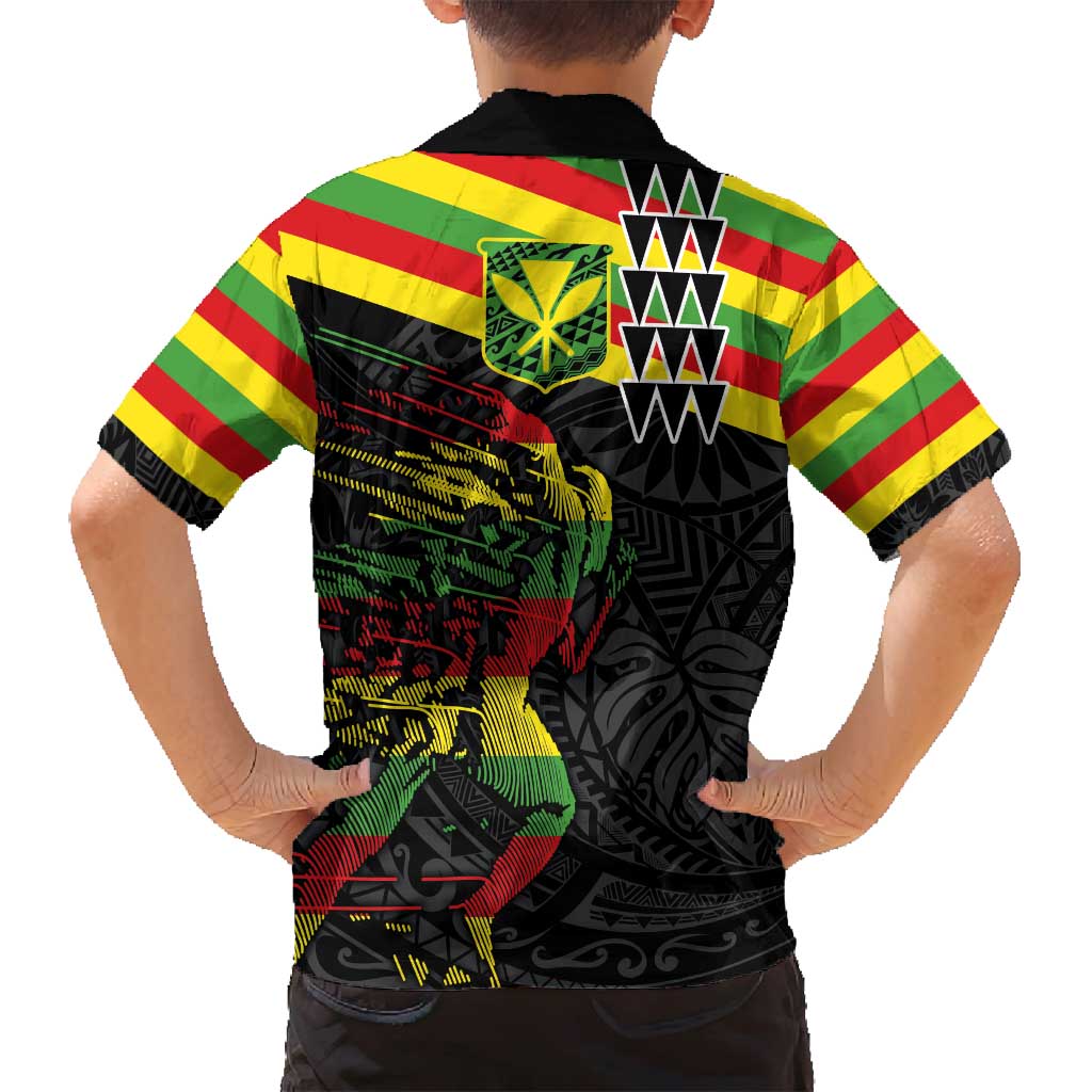 Kanaka Maoli Running Family Matching Puletasi and Hawaiian Shirt Kakau Pattern with Kanaka Maoli Flag Color LT03 - Polynesian Pride