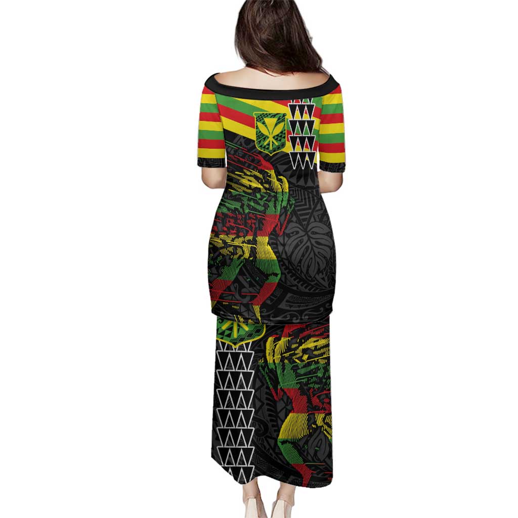 Kanaka Maoli Running Family Matching Puletasi and Hawaiian Shirt Kakau Pattern with Kanaka Maoli Flag Color LT03 - Polynesian Pride