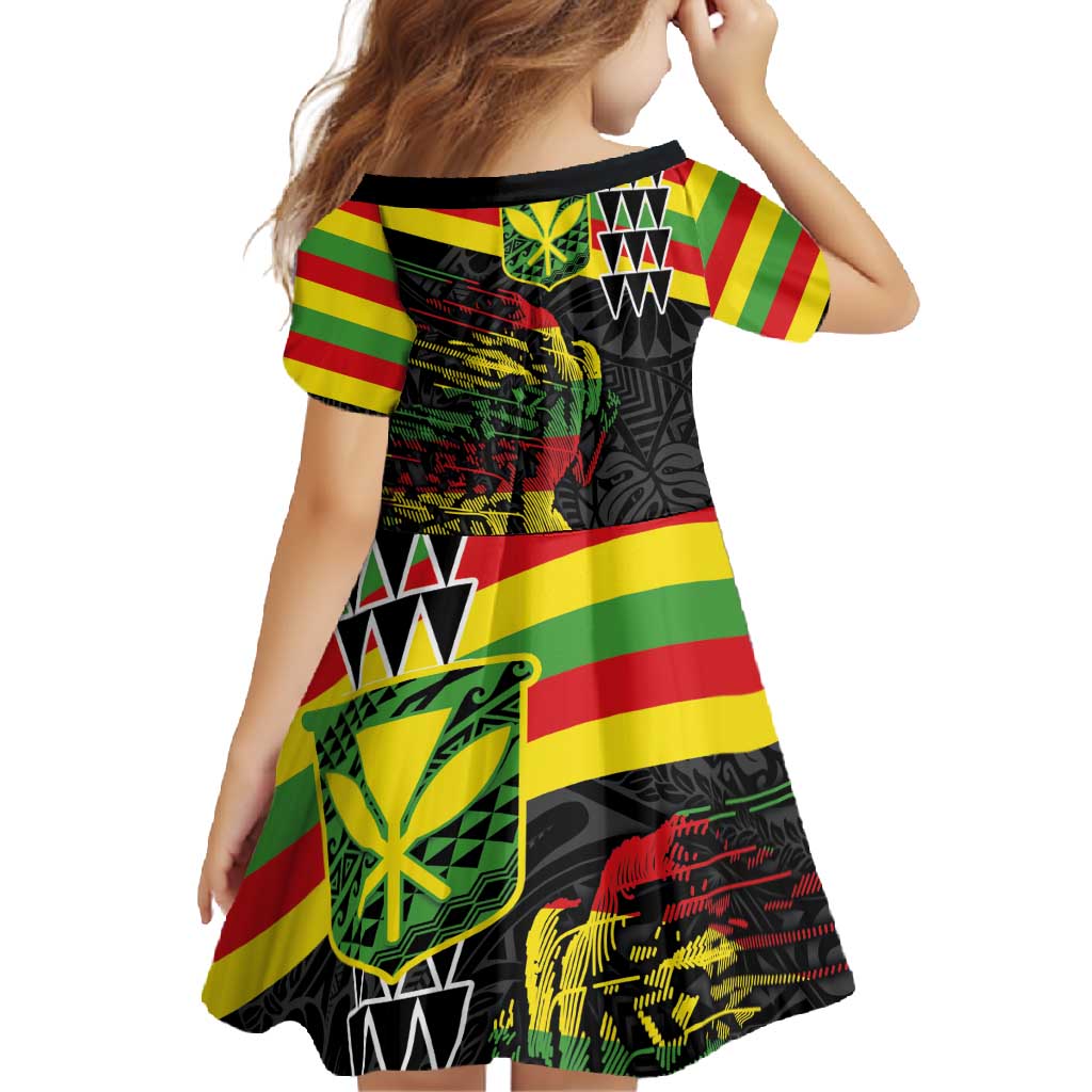 Kanaka Maoli Running Family Matching Summer Maxi Dress and Hawaiian Shirt Kakau Pattern with Kanaka Maoli Flag Color LT03 - Polynesian Pride