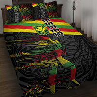 Kanaka Maoli Running Quilt Bed Set Kakau Pattern with Kanaka Maoli Flag Color