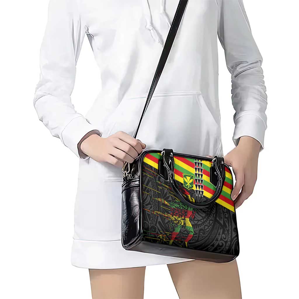 Kanaka Maoli Running Shoulder Handbag Kakau Pattern with Kanaka Maoli Flag Color