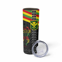 Kanaka Maoli Running Skinny Tumbler Kakau Pattern with Kanaka Maoli Flag Color LT03 - Polynesian Pride
