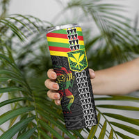 Kanaka Maoli Running Skinny Tumbler Kakau Pattern with Kanaka Maoli Flag Color LT03 - Polynesian Pride