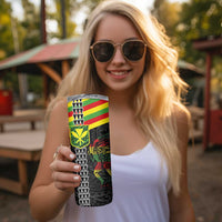 Kanaka Maoli Running Skinny Tumbler Kakau Pattern with Kanaka Maoli Flag Color LT03 - Polynesian Pride
