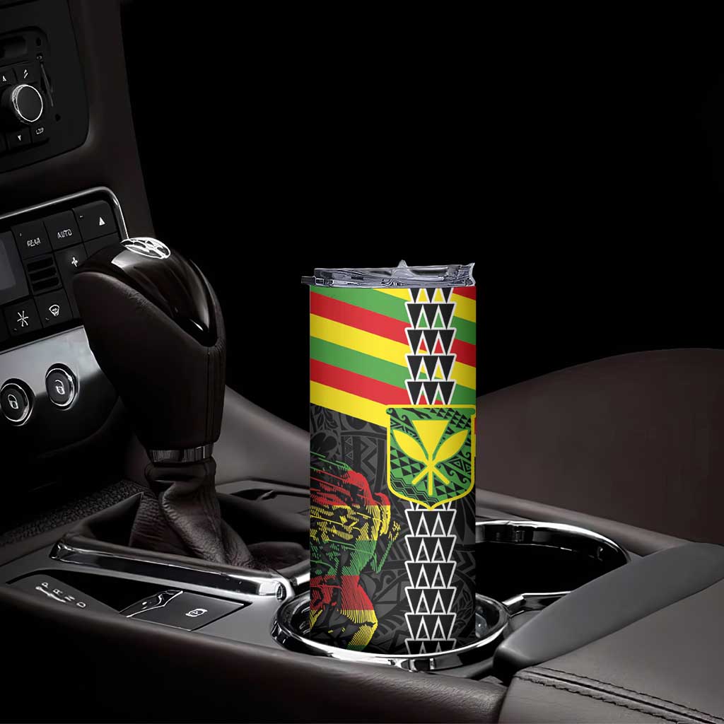 Kanaka Maoli Running Skinny Tumbler Kakau Pattern with Kanaka Maoli Flag Color LT03 - Polynesian Pride