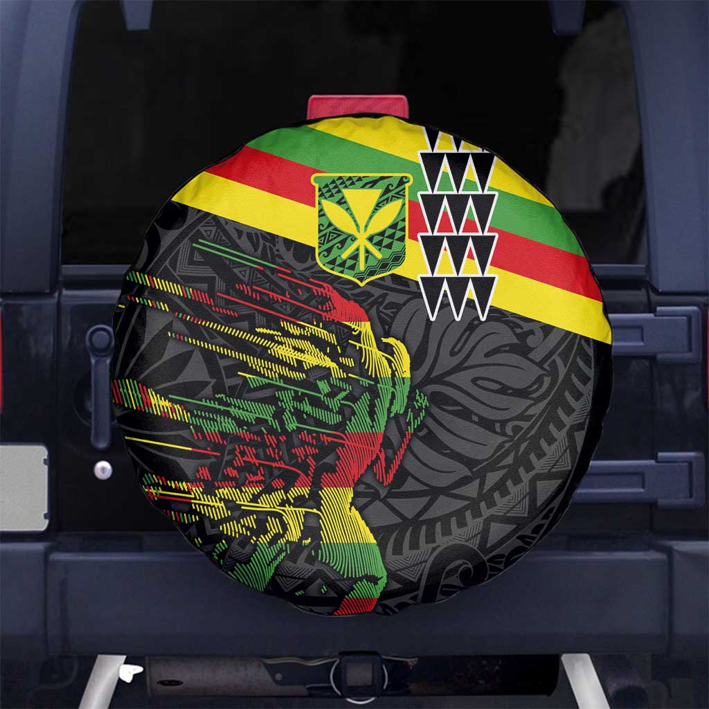 Kanaka Maoli Running Spare Tire Cover Kakau Pattern with Kanaka Maoli Flag Color LT03 - Polynesian Pride