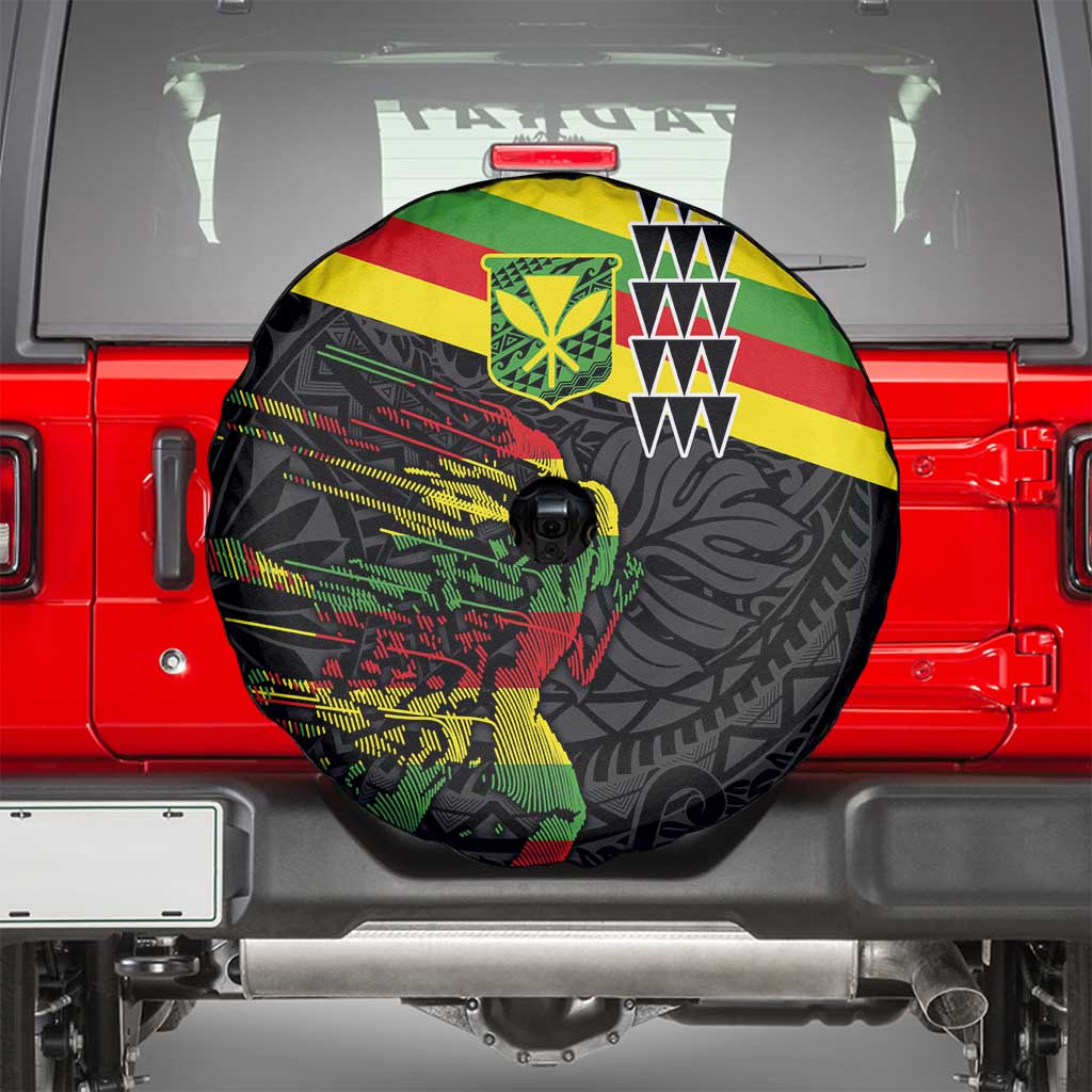 Kanaka Maoli Running Spare Tire Cover Kakau Pattern with Kanaka Maoli Flag Color LT03 - Polynesian Pride