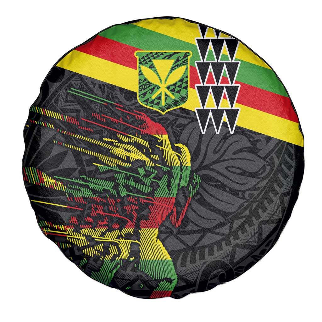Kanaka Maoli Running Spare Tire Cover Kakau Pattern with Kanaka Maoli Flag Color LT03 - Polynesian Pride