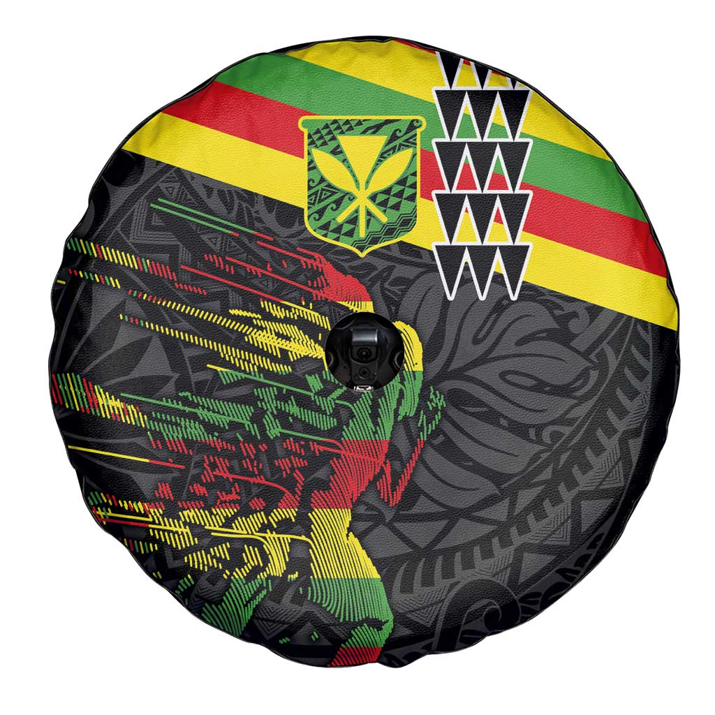 Kanaka Maoli Running Spare Tire Cover Kakau Pattern with Kanaka Maoli Flag Color LT03 - Polynesian Pride