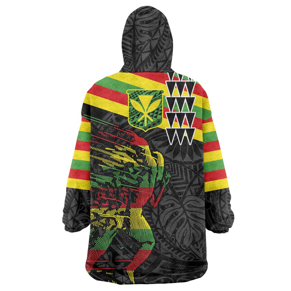 Kanaka Maoli Running Wearable Blanket Hoodie Kakau Pattern with Kanaka Maoli Flag Color LT03 - Polynesian Pride