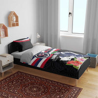 Honolulu Running Race Bedding Set Hawaii Marathon Kakau Art with Hibiscus and National Flag Style