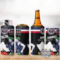 Honolulu Running Race 4 in 1 Can Cooler Tumbler Hawaii Marathon Kakau Art with Hibiscus and National Flag Style LT03 - Polynesian Pride