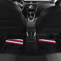 Honolulu Running Race Car Mats Hawaii Marathon Kakau Art with Hibiscus and National Flag Style LT03 Set 2pcs - Back Blue and White - Polynesian Pride