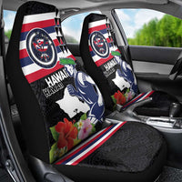 Honolulu Running Race Car Seat Cover Hawaii Marathon Kakau Art with Hibiscus and National Flag Style LT03 - Polynesian Pride