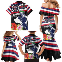 Honolulu Running Race Family Matching Mermaid Dress and Hawaiian Shirt Hawaii Marathon Kakau Art with Hibiscus and National Flag Style LT03 - Polynesian Pride