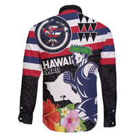 Honolulu Running Race Family Matching Off The Shoulder Long Sleeve Dress and Hawaiian Shirt Hawaii Marathon Kakau Art with Hibiscus and National Flag Style LT03 - Polynesian Pride
