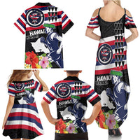 Honolulu Running Race Family Matching Summer Maxi Dress and Hawaiian Shirt Hawaii Marathon Kakau Art with Hibiscus and National Flag Style LT03 - Polynesian Pride