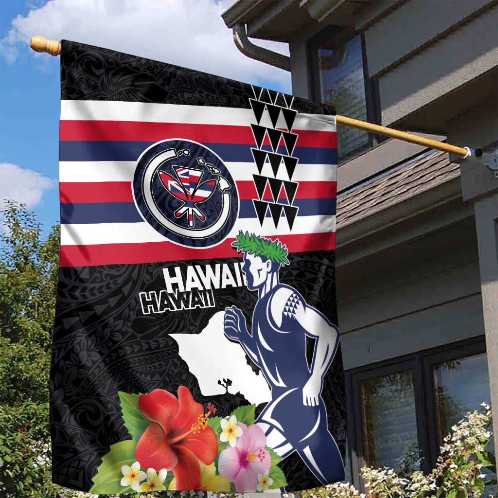 Honolulu Running Race Garden Flag Hawaii Marathon Kakau Art with Hibiscus and National Flag Style LT03 - Polynesian Pride