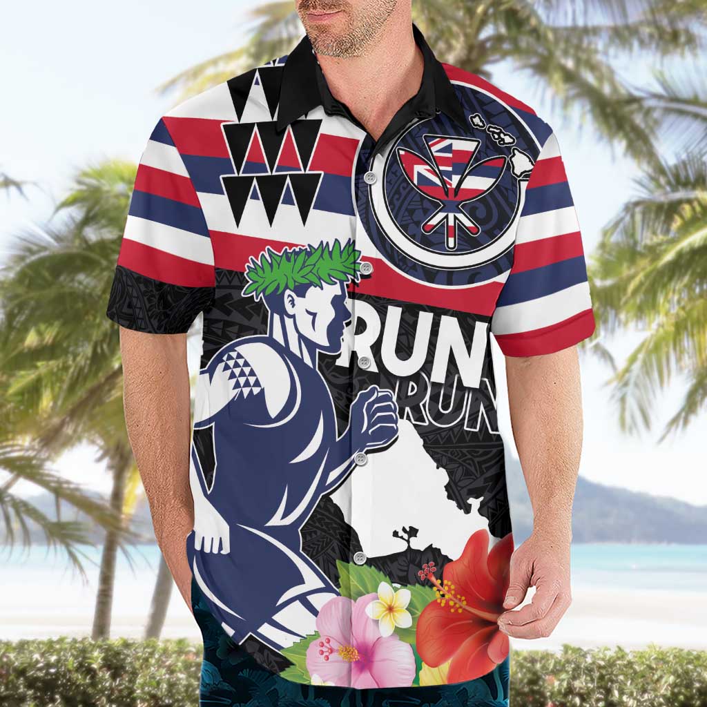 Honolulu Running Race Hawaiian Shirt Hawaii Marathon Kakau Art with Hibiscus and National Flag Style LT03 - Polynesian Pride