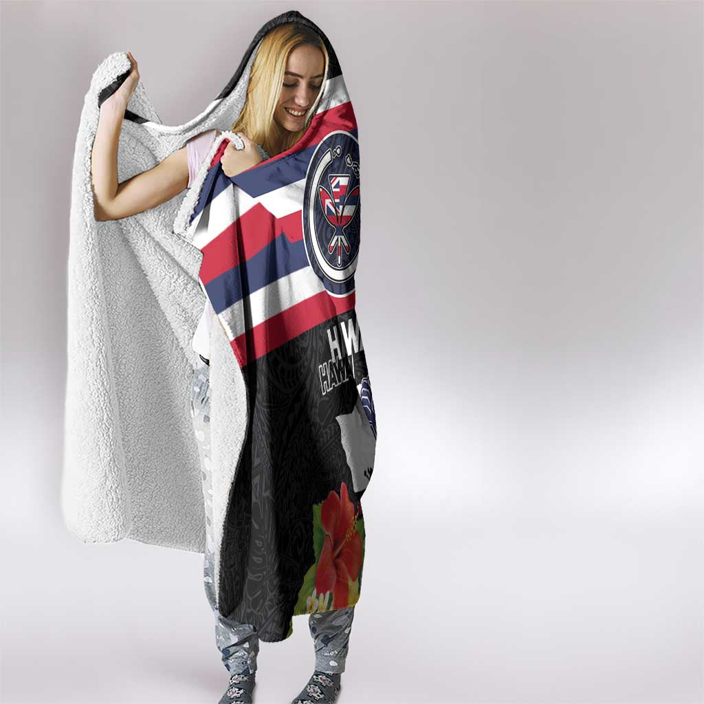 Honolulu Running Race Hooded Blanket Hawaii Marathon Kakau Art with Hibiscus and National Flag Style LT03 - Polynesian Pride
