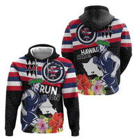 Honolulu Running Race Hoodie Hawaii Marathon Kakau Art with Hibiscus and National Flag Style LT03 - Polynesian Pride