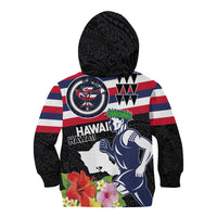 Honolulu Running Race Kid Hoodie Hawaii Marathon Kakau Art with Hibiscus and National Flag Style LT03 - Polynesian Pride