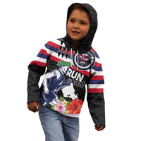 Honolulu Running Race Kid Hoodie Hawaii Marathon Kakau Art with Hibiscus and National Flag Style LT03 - Polynesian Pride