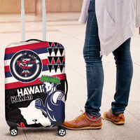 Honolulu Running Race Luggage Cover Hawaii Marathon Kakau Art with Hibiscus and National Flag Style LT03 Blue and White - Polynesian Pride