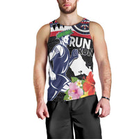Honolulu Running Race Men Tank Top Hawaii Marathon Kakau Art with Hibiscus and National Flag Style LT03 - Polynesian Pride