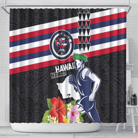 Honolulu Running Race Shower Curtain Hawaii Marathon Kakau Art with Hibiscus and National Flag Style LT03 - Polynesian Pride