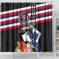 Honolulu Running Race Shower Curtain Hawaii Marathon Kakau Art with Hibiscus and National Flag Style LT03 - Polynesian Pride
