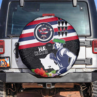 Honolulu Running Race Spare Tire Cover Hawaii Marathon Kakau Art with Hibiscus and National Flag Style LT03 Blue and White - Polynesian Pride