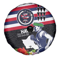 Honolulu Running Race Spare Tire Cover Hawaii Marathon Kakau Art with Hibiscus and National Flag Style LT03 - Polynesian Pride