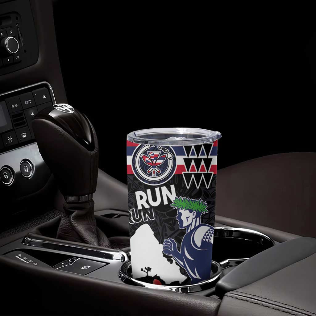 Honolulu Running Race Tumbler Cup Hawaii Marathon Kakau Art with Hibiscus and National Flag Style LT03 - Polynesian Pride