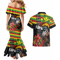 Kanaka Maoli Ikaika Warrior Couples Matching Mermaid Dress and Hawaiian Shirt Hibiscus Kakau Art and Tapa Tribal Pattern LT03 - Polynesian Pride