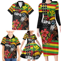 Kanaka Maoli Ikaika Warrior Family Matching Long Sleeve Bodycon Dress and Hawaiian Shirt Hibiscus Kakau Art and Tapa Tribal Pattern LT03 - Polynesian Pride