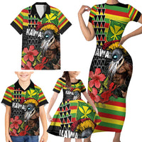 Kanaka Maoli Ikaika Warrior Family Matching Short Sleeve Bodycon Dress and Hawaiian Shirt Hibiscus Kakau Art and Tapa Tribal Pattern LT03 - Polynesian Pride
