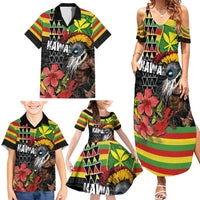Kanaka Maoli Ikaika Warrior Family Matching Summer Maxi Dress and Hawaiian Shirt Hibiscus Kakau Art and Tapa Tribal Pattern LT03 - Polynesian Pride