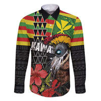 Kanaka Maoli Ikaika Warrior Family Matching Tank Maxi Dress and Hawaiian Shirt Hibiscus Kakau Art and Tapa Tribal Pattern LT03 Dad's Shirt - Long Sleeve Black - Polynesian Pride