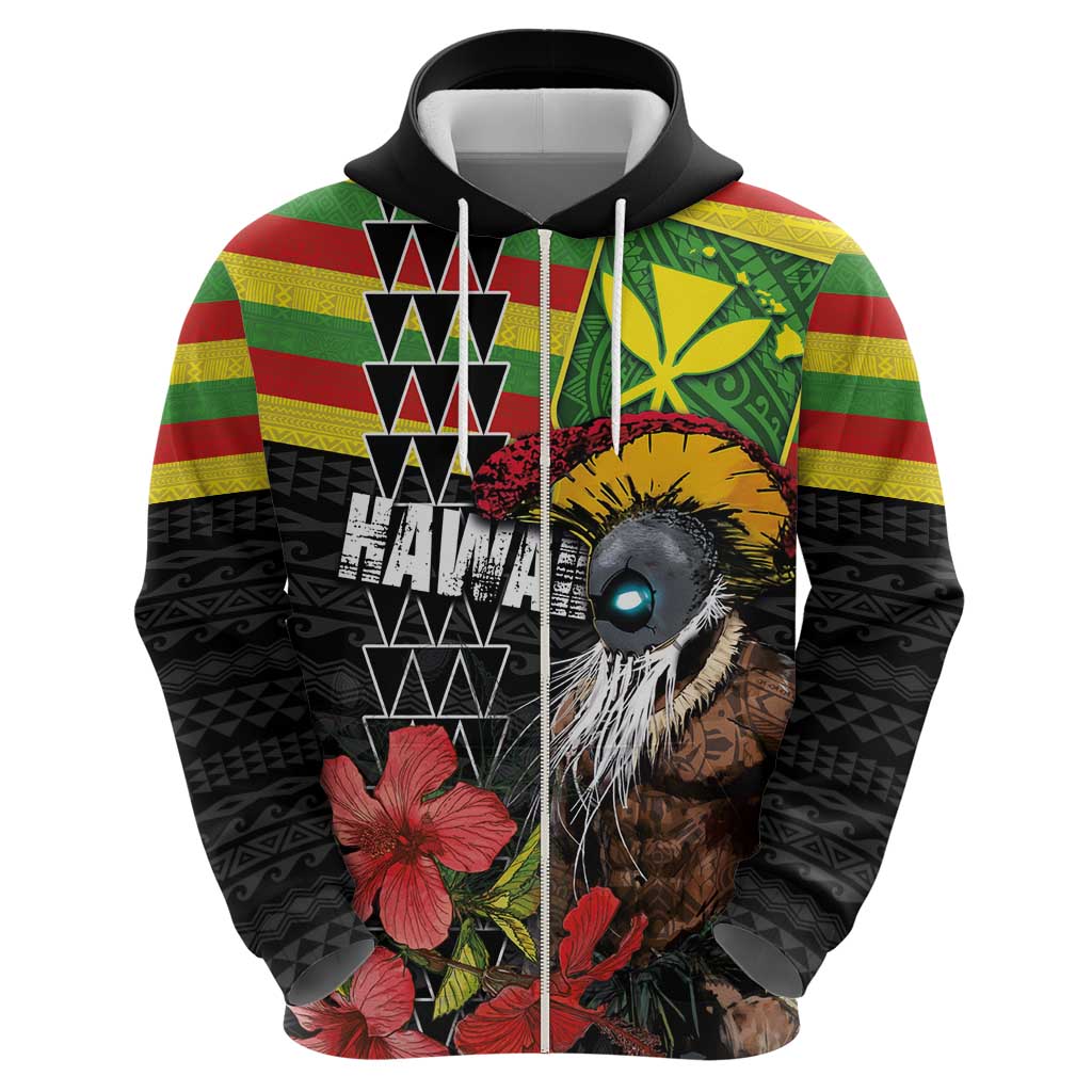 Kanaka Maoli Ikaika Warrior Hoodie Hibiscus Kakau Art and Tapa Tribal Pattern LT03 - Polynesian Pride